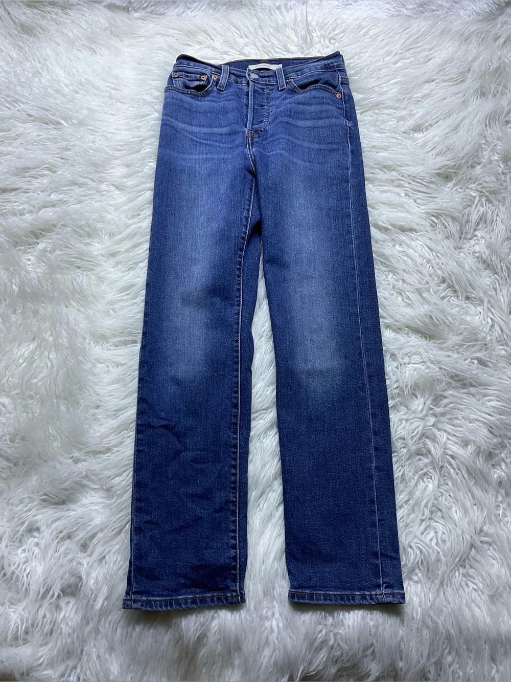 Levi's Womens Wedgie Straight Jeans Indigo Here We Go